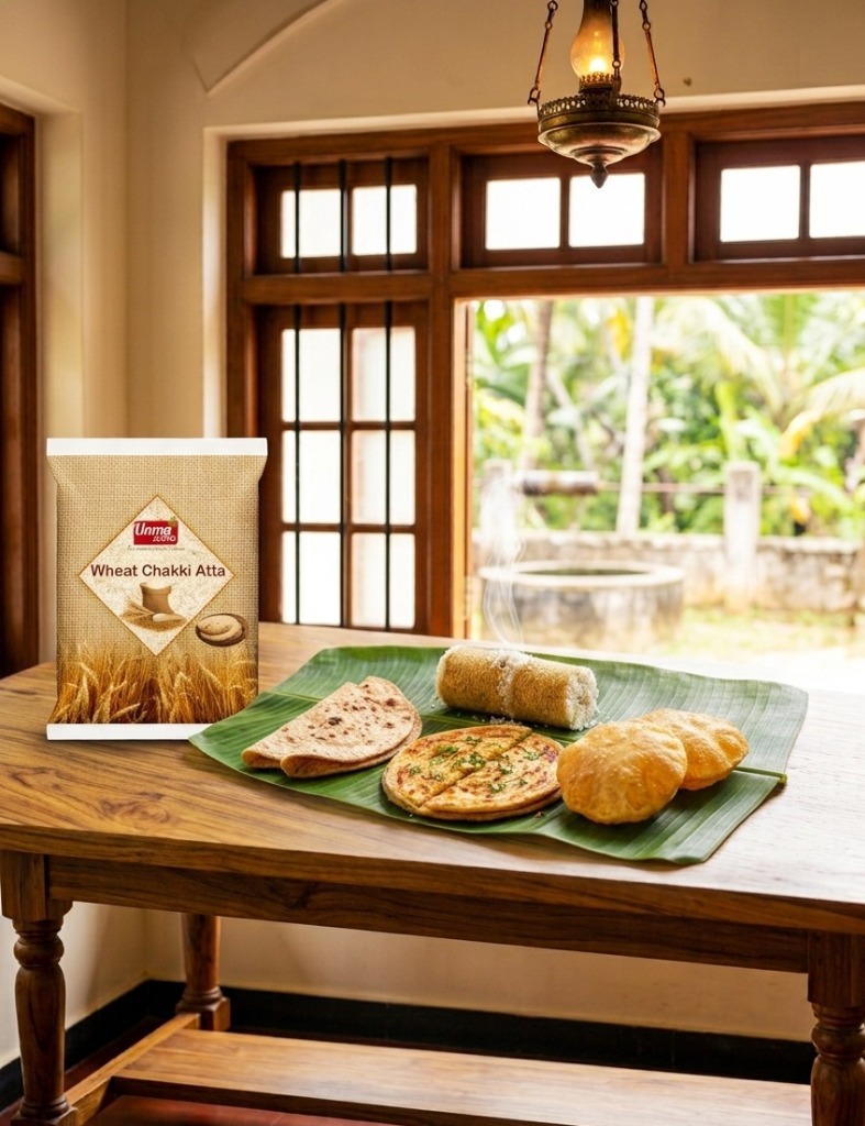 Unma Wheat Chakki Atta with Traditional Kerala Chapatis, Paratha & Puttu